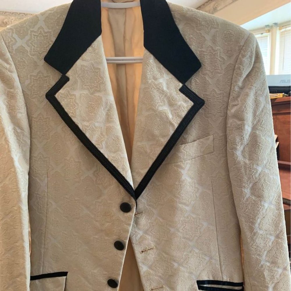 Vintage Lord West Damask & Black Velvet Dinner Jacket